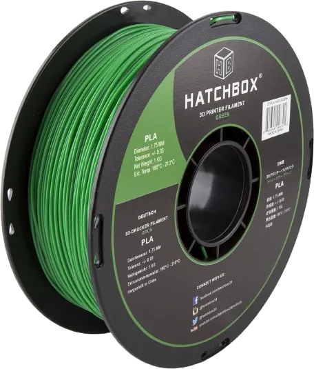 HATCHBOX 1.75mm Green PLA 3D Printer Filament, 1 KG Spool